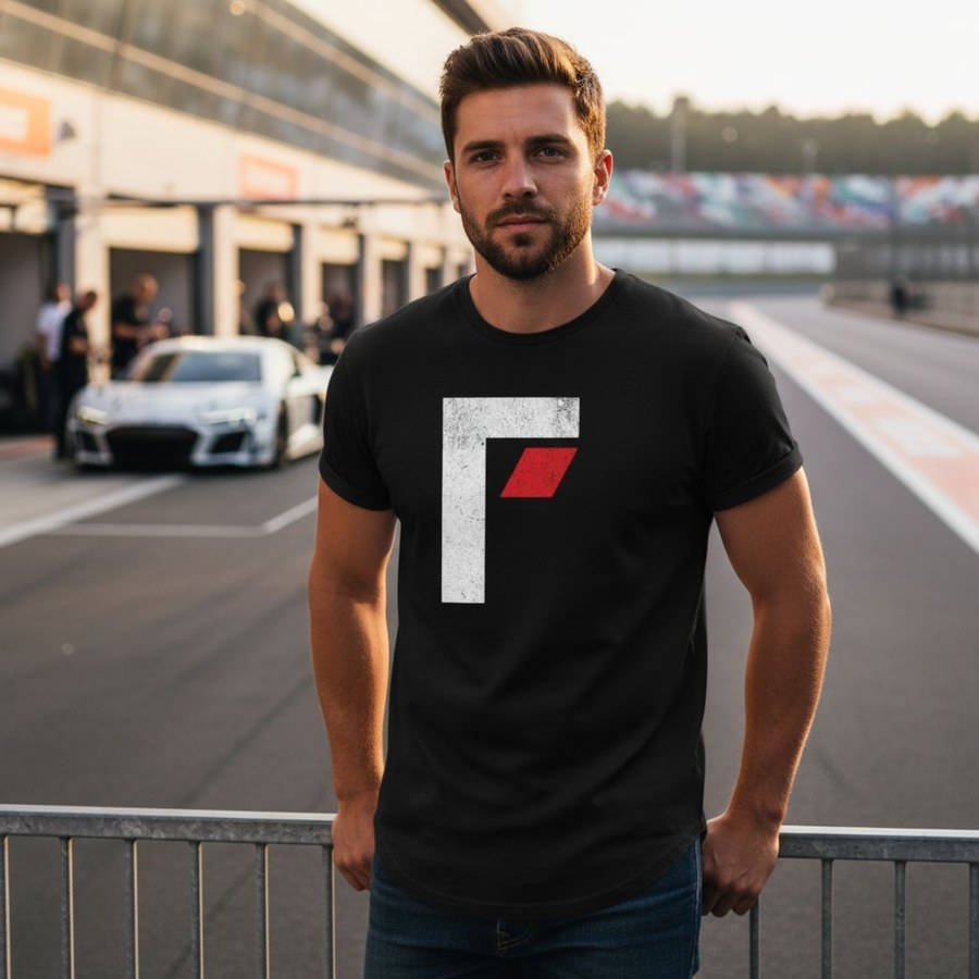 F Mark logo applied to motorsport apparel, designed by BCreativ