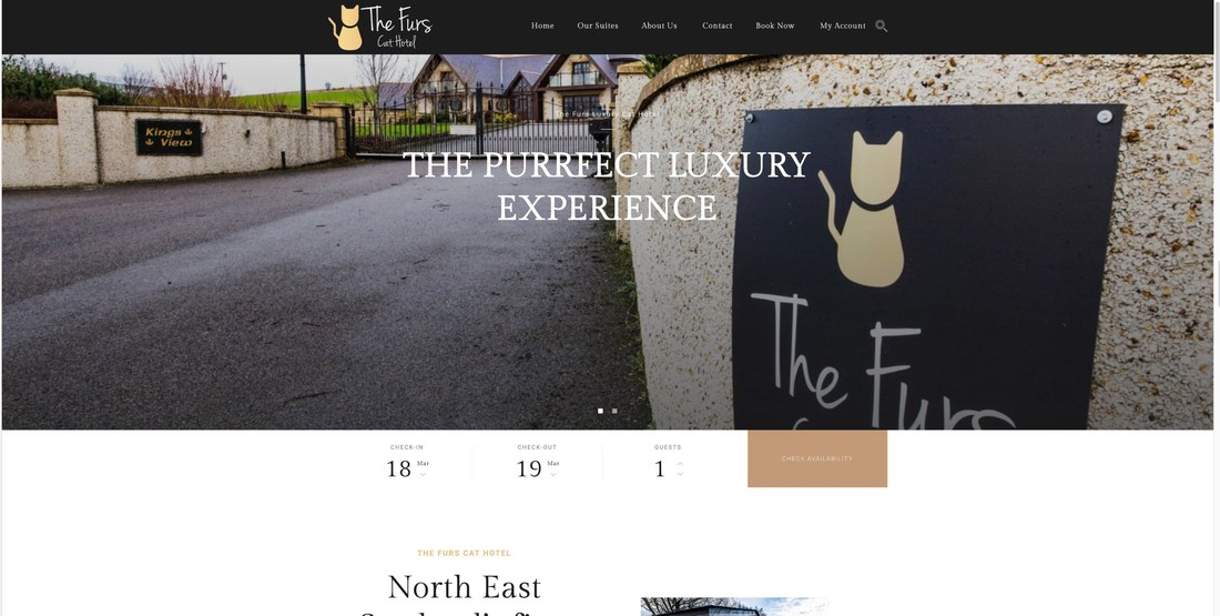 The Furs Cat Hotel website with Book Your booking system, designed and built by BCreativ