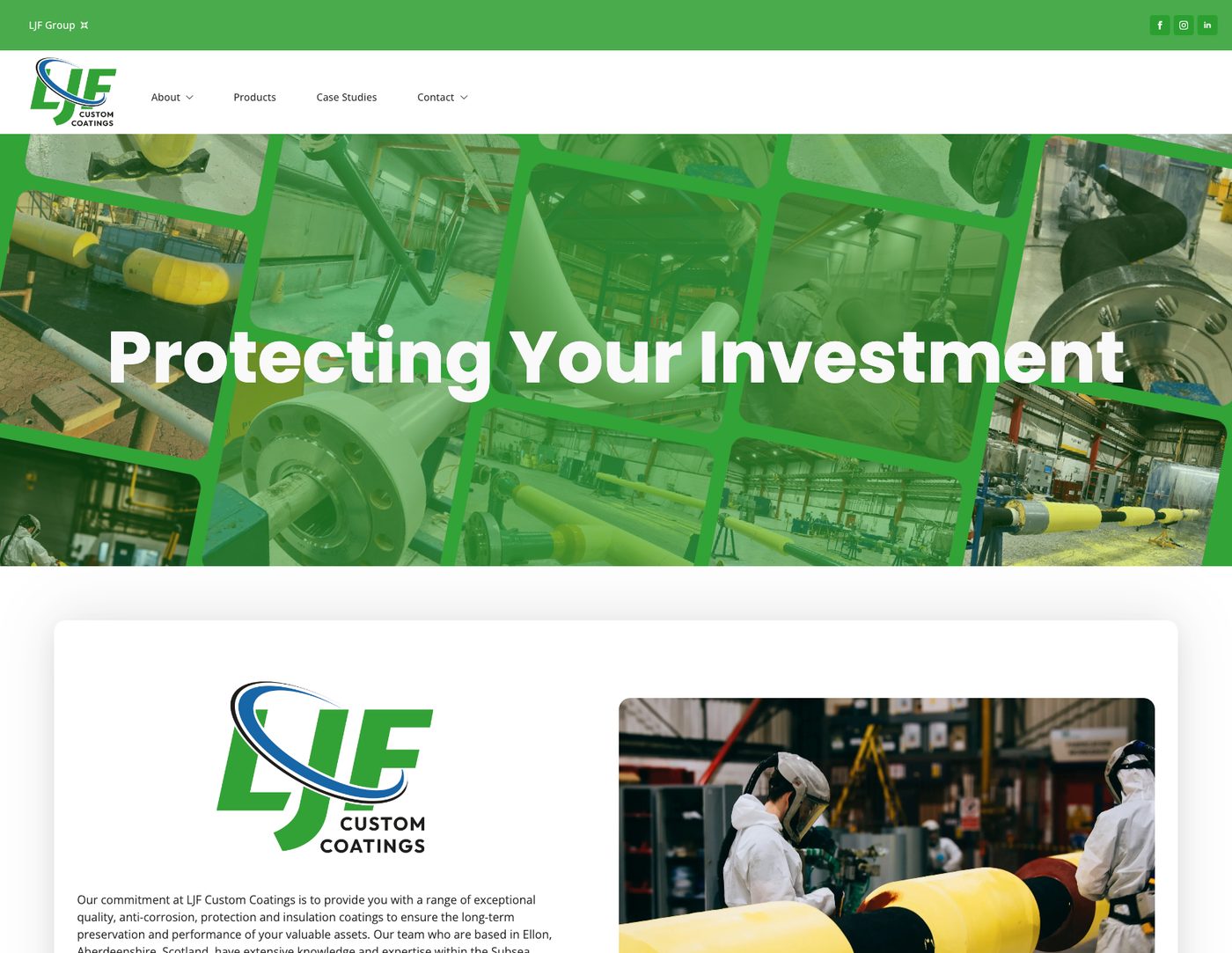 LJF Custom Coatings website designed by BCreativ