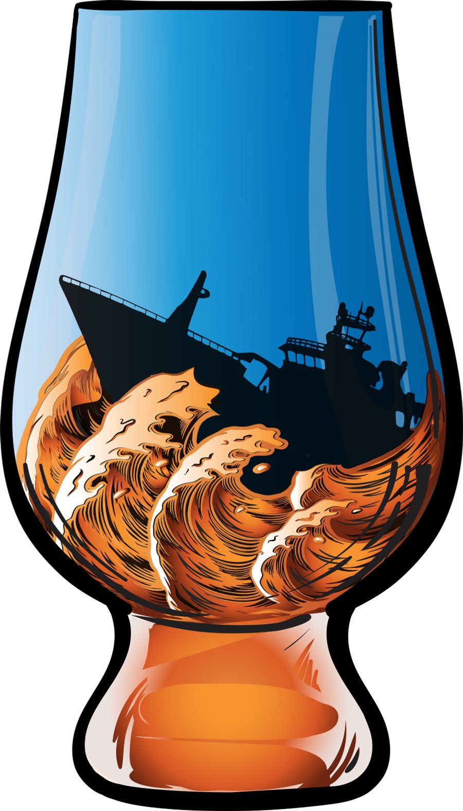 Hand-illustrated whisky glass artwork designed by BCreativ