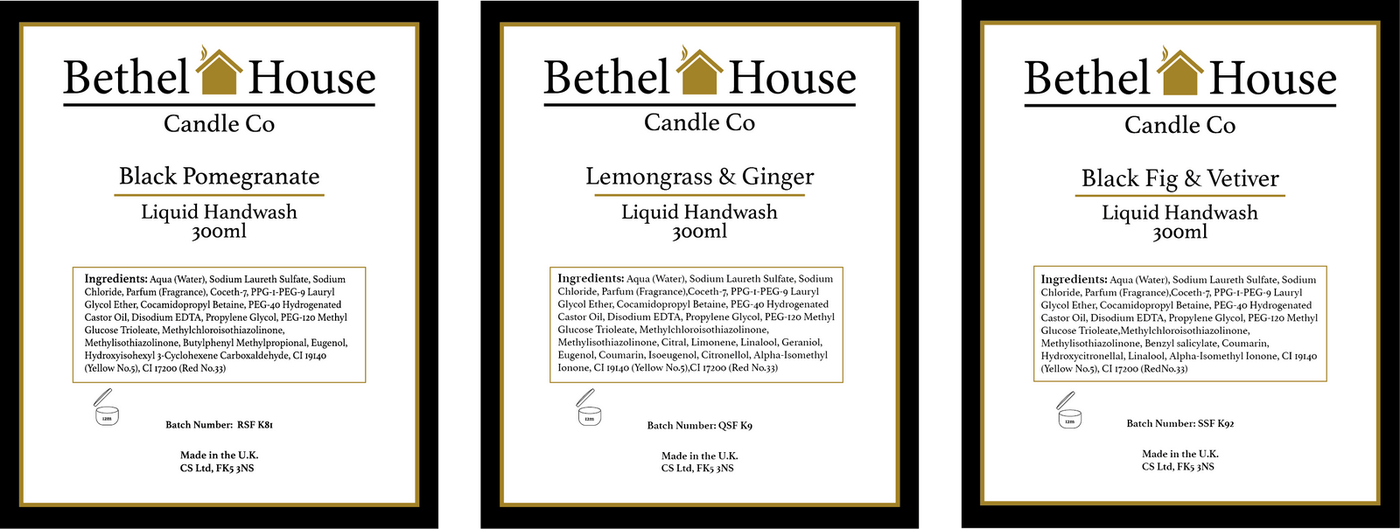 Bethel House Candle Co liquid handwash product label packaging designed by BCreativ