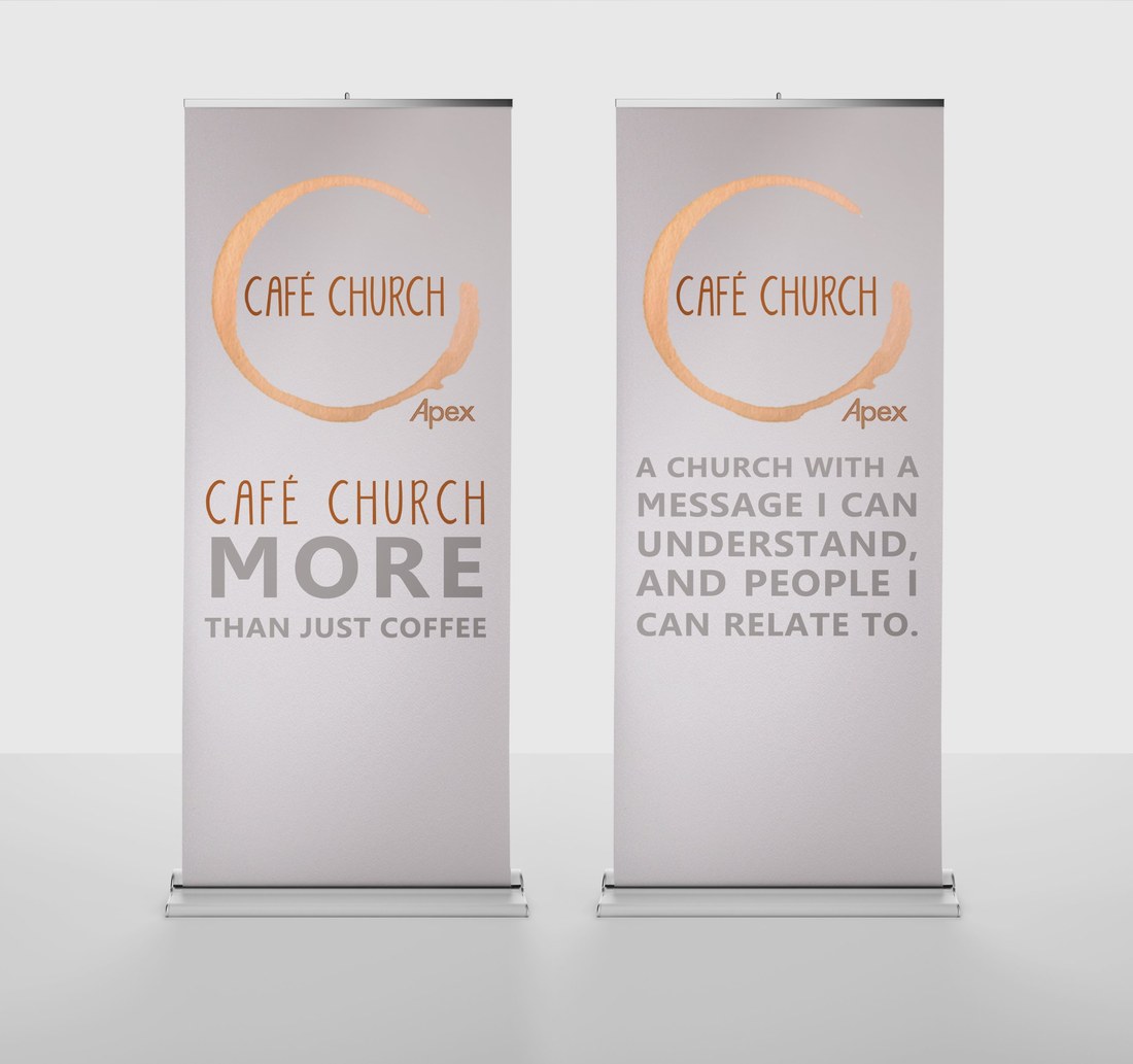 Cafe Church Apex pull-up banners designed by BCreativ
