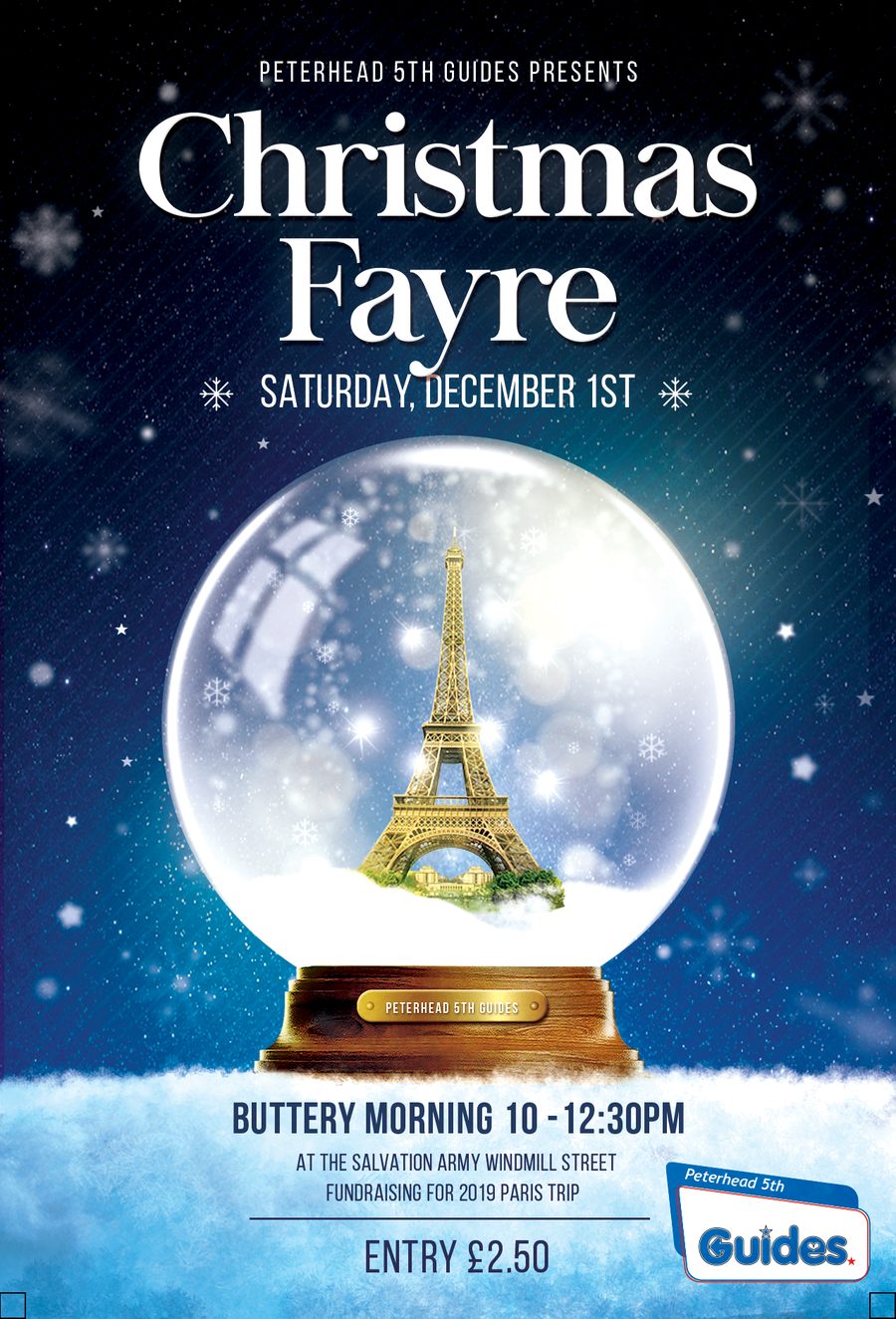 Peterhead 5th Guides Christmas Fayre poster designed by BCreativ