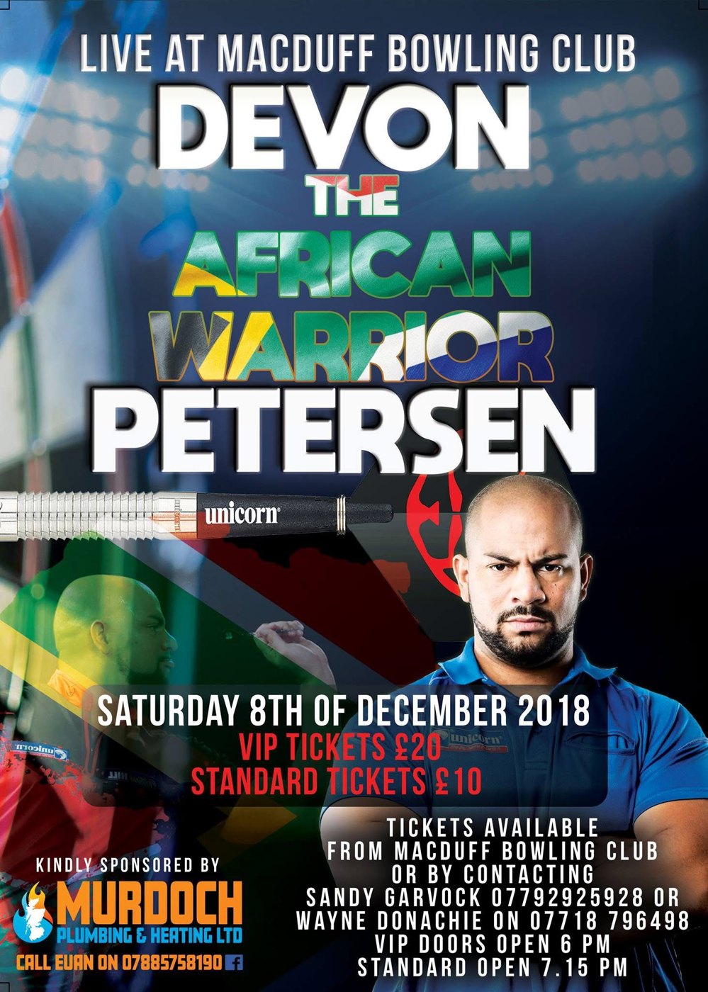 Devon Petersen darts exhibition poster designed by BCreativ