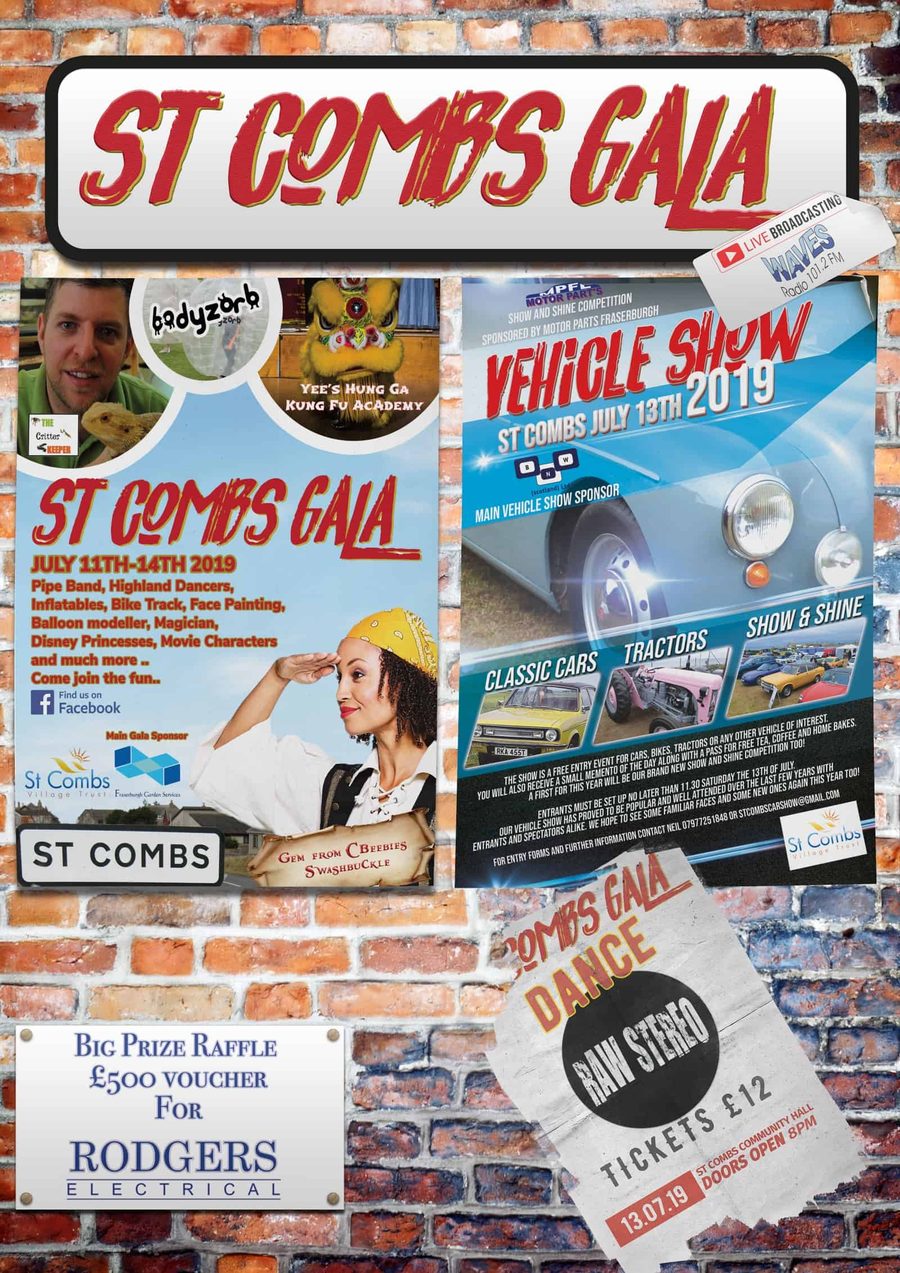 St Combs Gala event poster collage designed by BCreativ