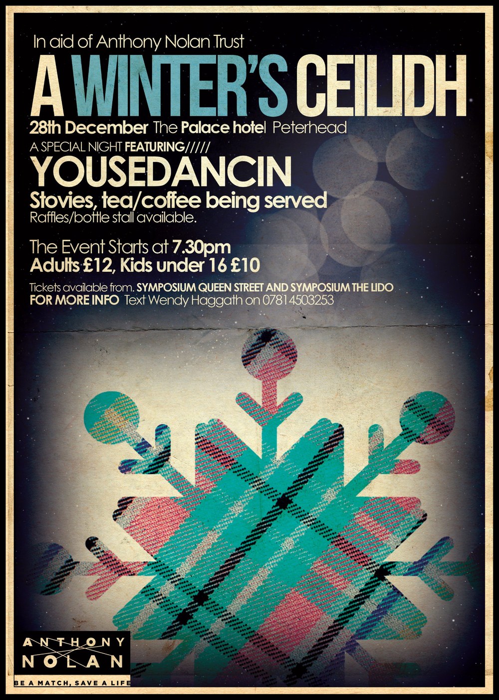 A Winter's Ceilidh charity poster designed by BCreativ for the Anthony Nolan Trust