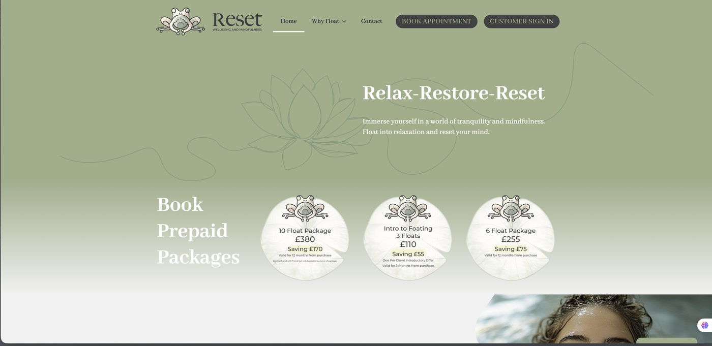 Reset Wellbeing and Mindfulness website designed and built by BCreativ
