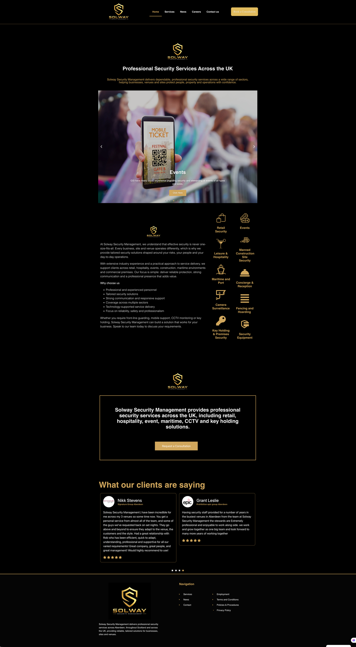 Solway Security Management website designed by BCreativ