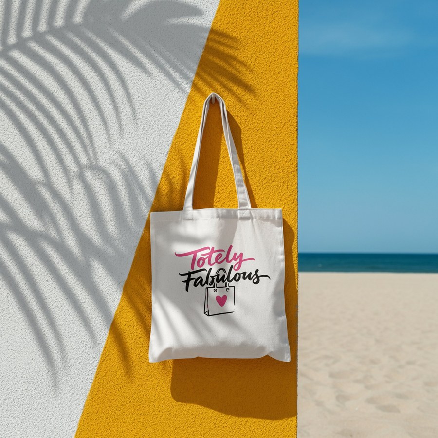 Totely Fabulous logo printed on a branded tote bag, designed by BCreativ