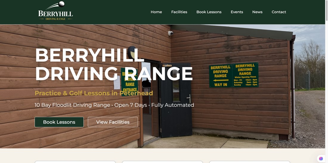 Berryhill Driving Range website designed and built by BCreativ