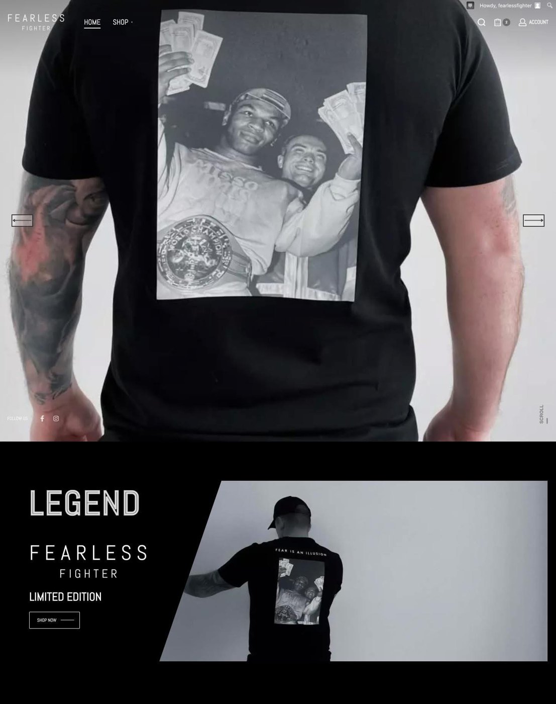 Fearless Fighter streetwear online shop designed by BCreativ