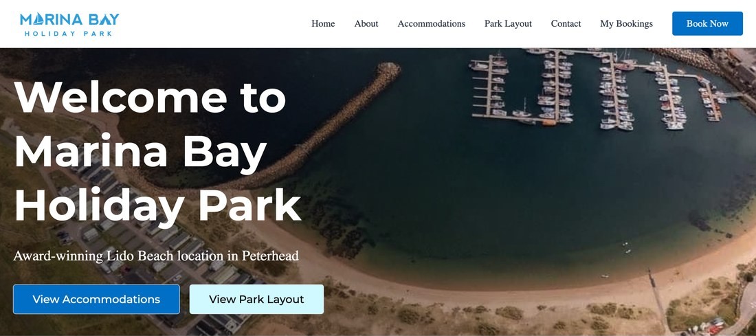 Marina Bay Holiday Park booking website designed and built by BCreativ
