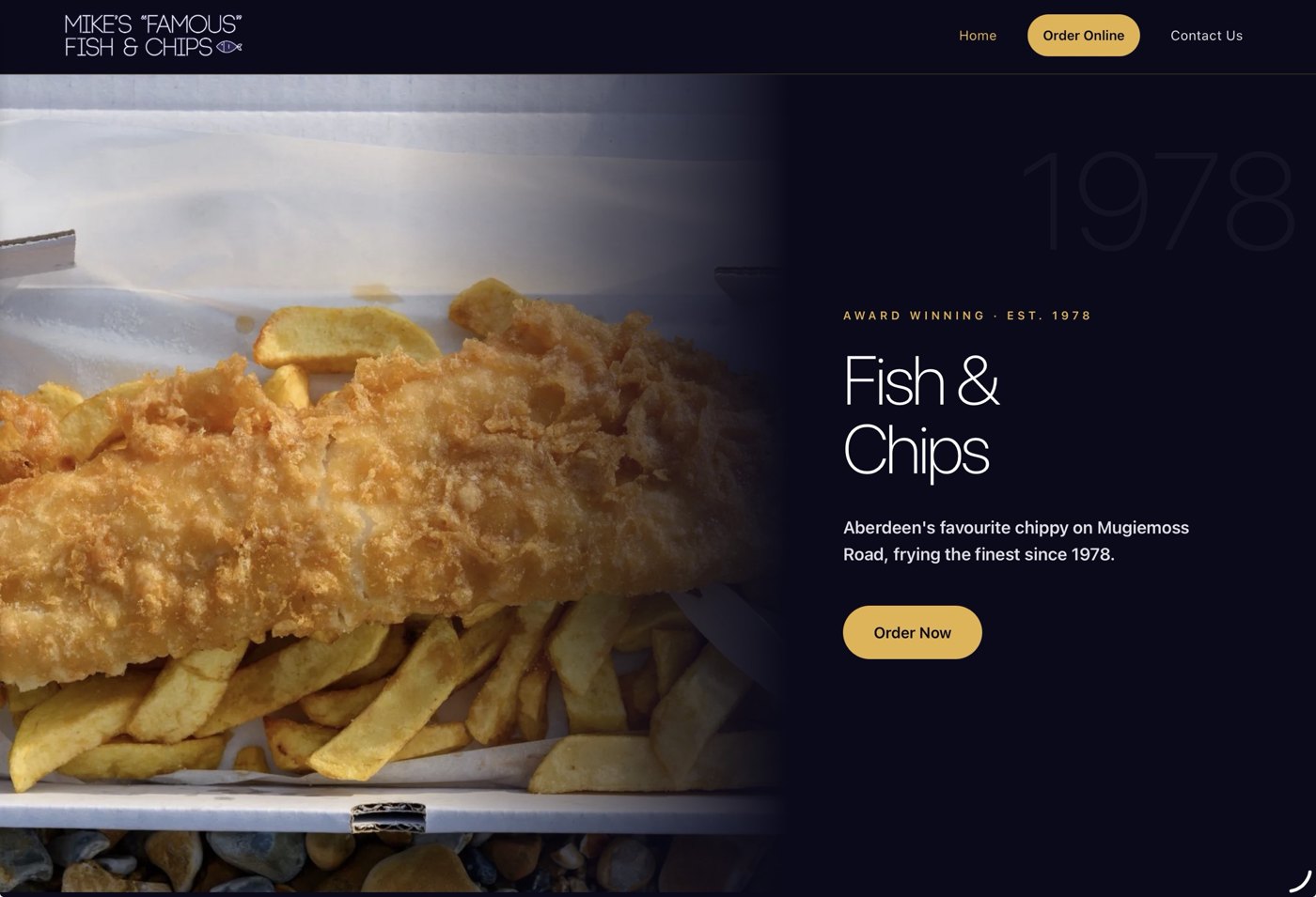 Mike's Famous Fish and Chips website designed by BCreativ