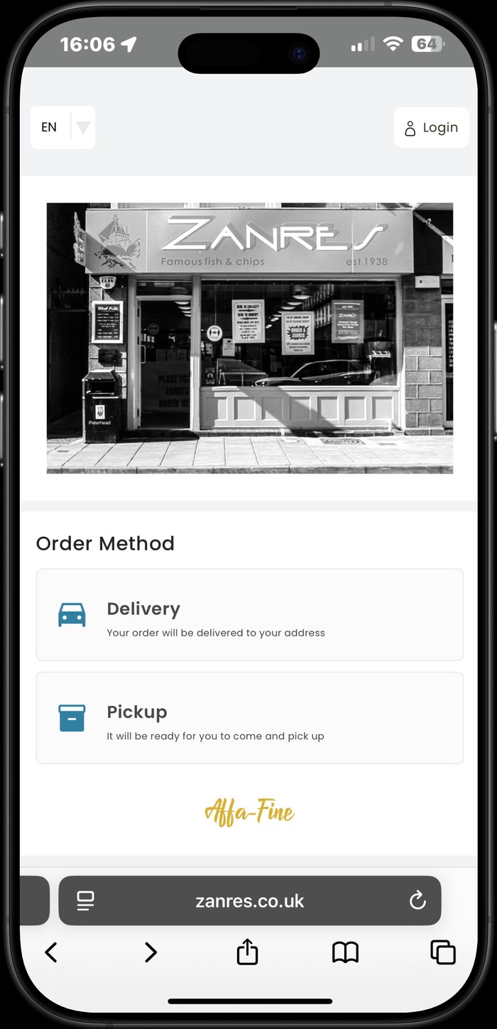 Zanres fish and chip shop Affa-Fine ordering