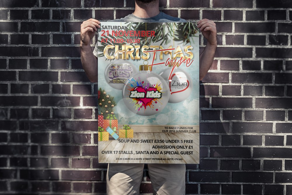 Zion Kids Christmas Fayre poster designed by BCreativ